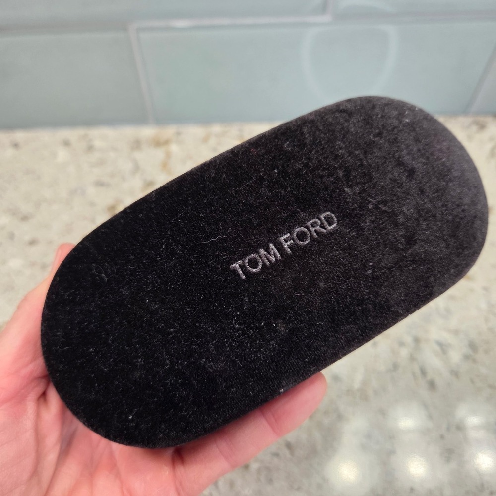 Tom Ford Dark Brown Velvet Hard Shell Sunglasses‎ Eyeglass Case Clamshell Logo